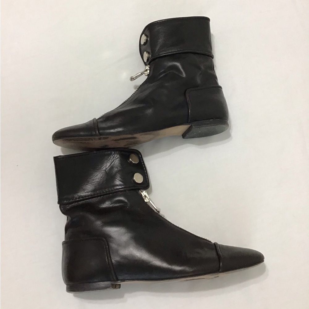 Zara Woman Black Studio Flat Ankle Zip Boots Size 39 - Picture 7 of 10